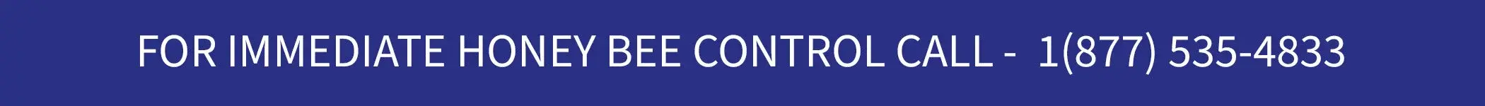 White text on a blue background reads: "FOR IMMEDIATE HONEY BEE CONTROL CALL - 1(877) 535-4833".